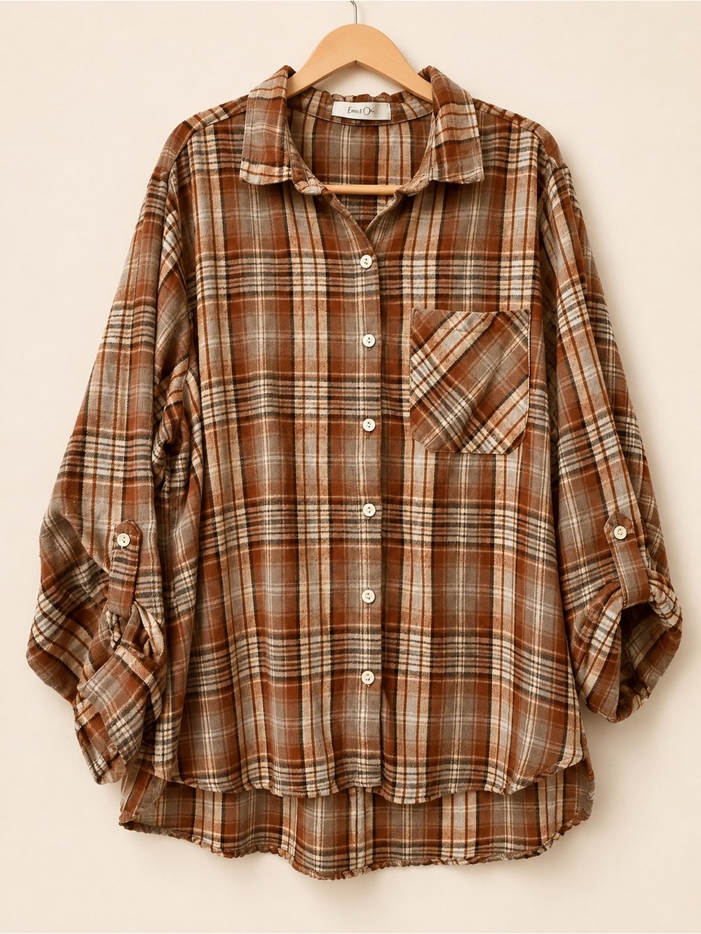 Eden & Olivia Brown Plaid Button-Down Shirt